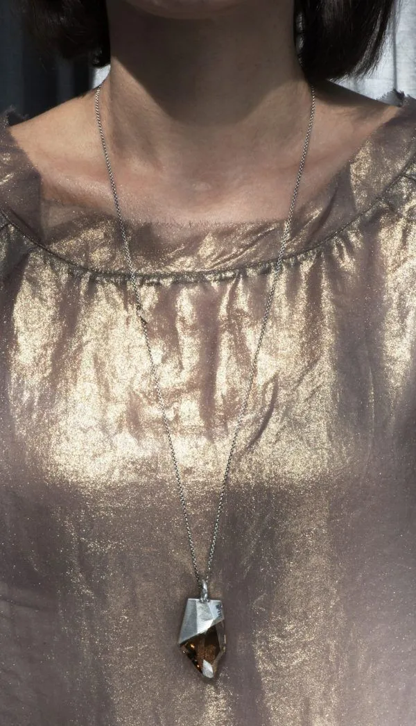 silver necklace with crystal