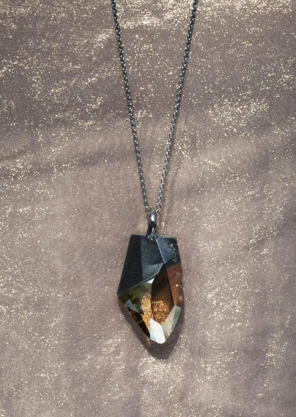 silver necklace with crystal