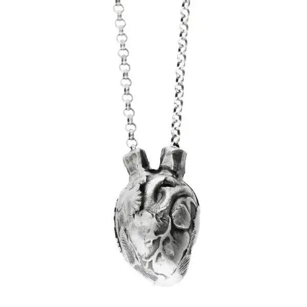 heart shaped silver handmade necklace