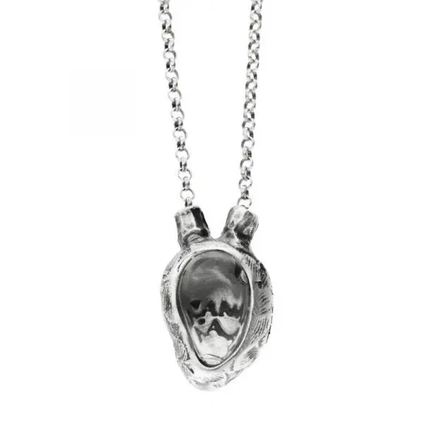 heart shaped silver necklace