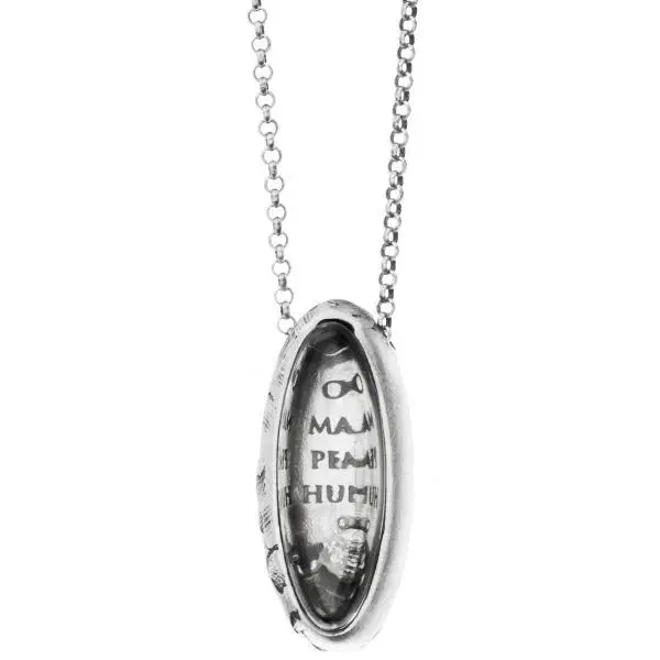 spiritual hadnmade silver necklace with mantra
