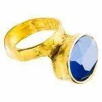 Handmade silver ring with blue crystal