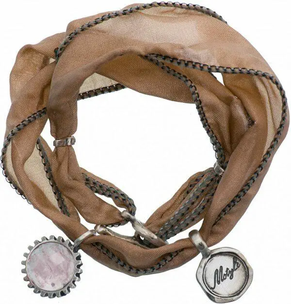 Handmade silk bracelet with natural stone