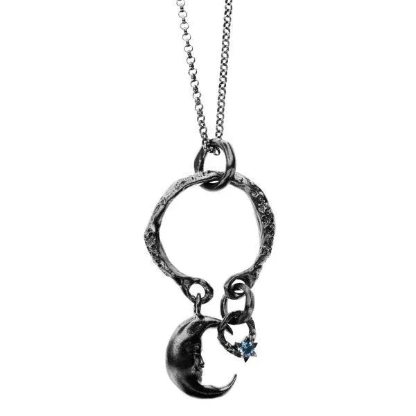 silver necklace with moon