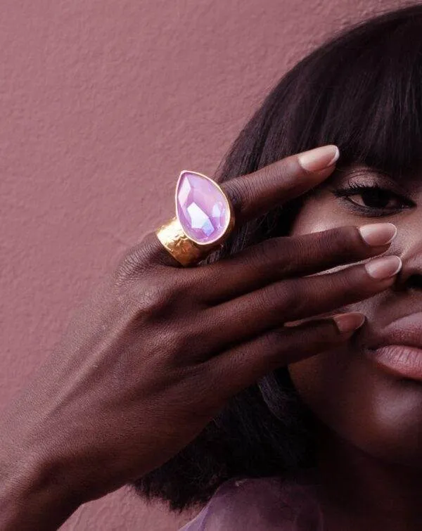 Srebrny złocony pierścionek z kryształem Swarovskiego Motyle