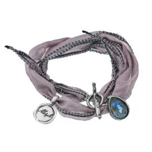 bransoletka jedwabna z kryształem swarovskiego - Motyle