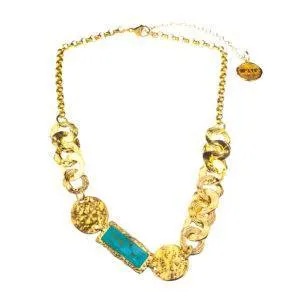 Złocony naszyjnik z turkusem z kolekcji Shambhala marki Motyle