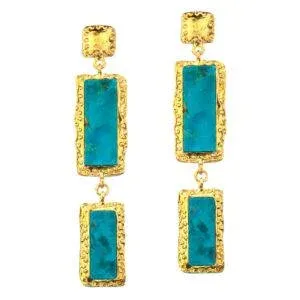 Złocone kolczyki z naturalnym turkusem z kolekcji Shambhala marki Motyle