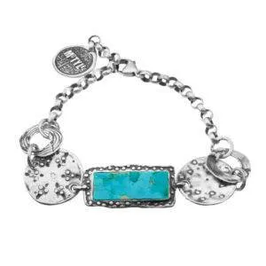 Srebrna bransoletka z turkusem z kolekcji Shambhala marki Motyle